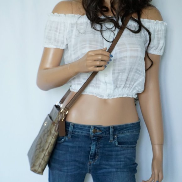 Coach Medium File Xbody Bag Khaki Signature Brown - Picture 4 of 12